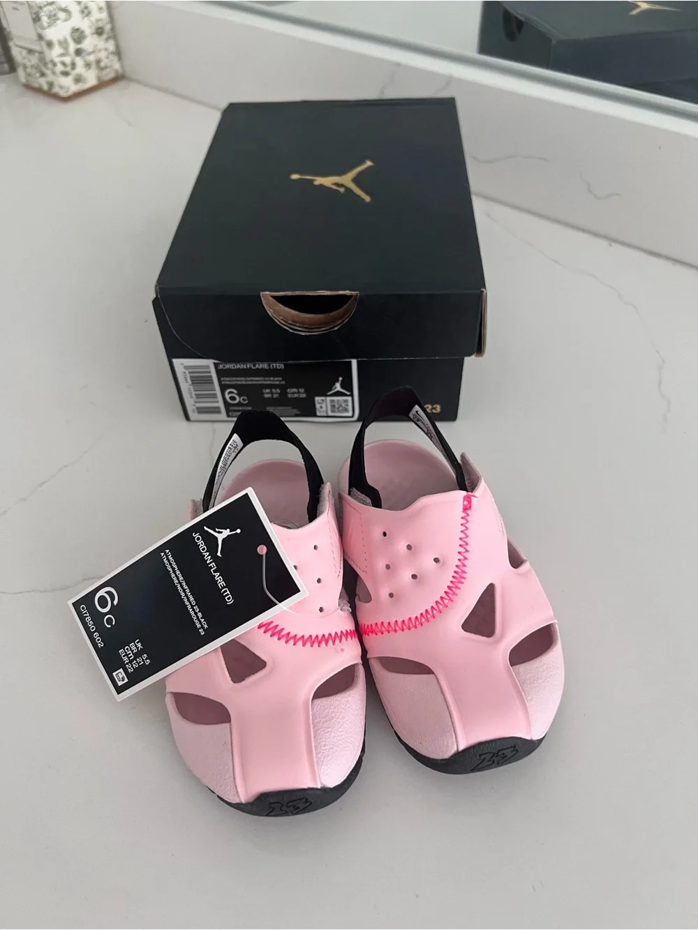 Jordan Pink Kids' Easy-On Sandals with Black Accents